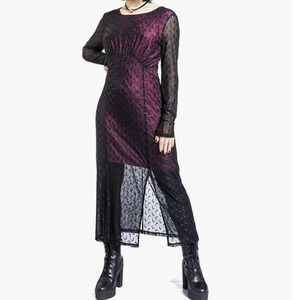 Jawbreaker Moonstruck Mesh Midi Dress Medium Black Pink Crescent Moon Gothic Alt